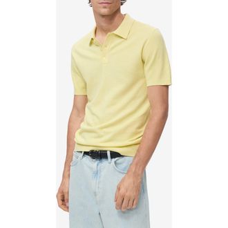 Mango Slim Fit Knit Polo in Neon Yellow at Nordstrom, Size Xx-Large