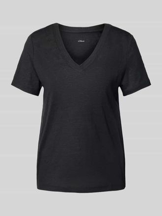 s.Oliver Red Label Regular Fit T-Shirt aus reinem Leinen in BLACK, Gr&ouml;&szlig;e 34