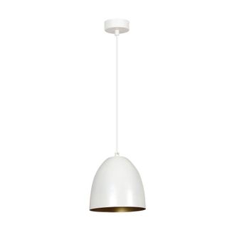 Wonderlamp L&aacute;mpara colgante con pantalla en forma de c&uacute;pula blanca y dorada &oslash;18cm