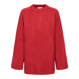 Loulou Studio Safi Ronde hals knitwear - Dames - Ronde hals truien - Bruin - M - Wol - Truien & Vesten