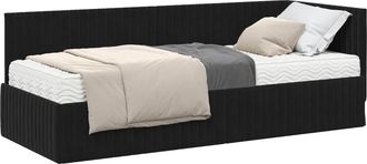 vidaXL Estructura De Cama Esquina Con Colch&oacute;n 2 Uds. Negro 80 X 200 Cm Vidaxl