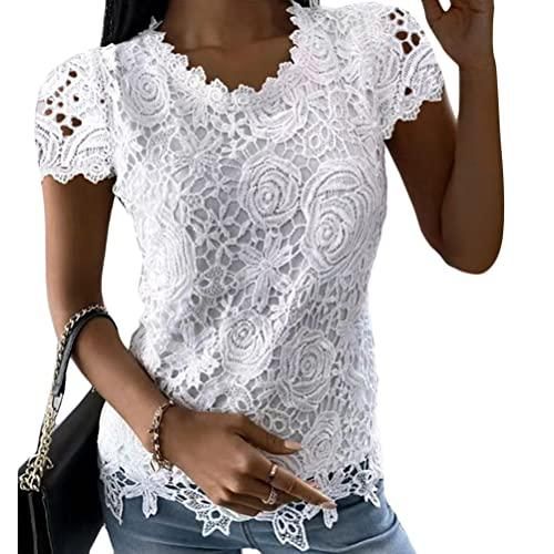 Amazon T Shirt Blanc Dentelle Femme ORANDESIGNE Femme Tee