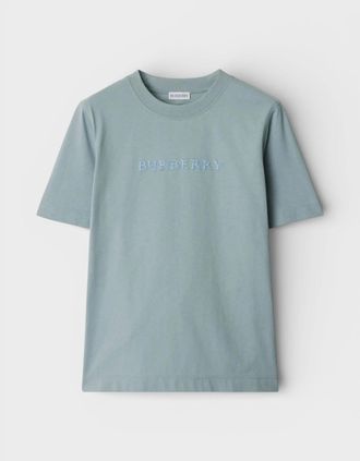 Burberry Womens Burberry Paisley Logo Print T Shirt Gale Blue - Size: 10/8
