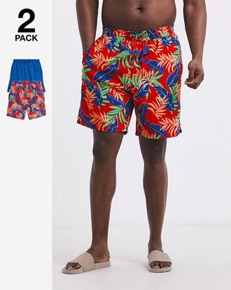 Jacamo 2 Pack Tropical Swim Shorts Long
