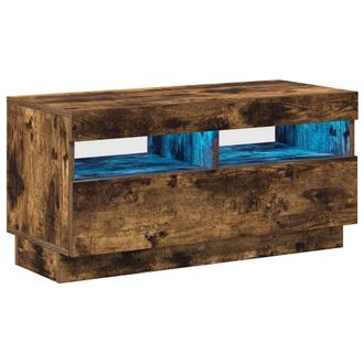 Berkfield Home TV Cabinet with LED Lights Smoked Oak 80x35x40 cm in Brown | Size: 80 x 35 x 40 cm