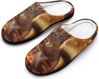 Generic Cute Squirrel Autumn Forests Men Slippers Funny House Shoes Cotton Slipper for Indoor Outdoor