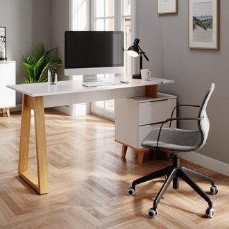 Vicco Escritorio Nautica, Blanco, 138 X 60 Cm Con Cajones L, Vicco