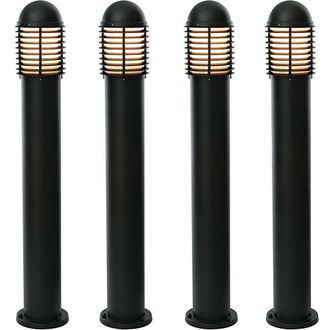 Loops 4 PACK Outdoor IP44 Bollard Light Matt Black 1000mm Lamp Post Garden Driveway