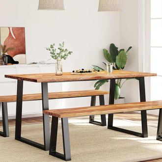 vidaXL Tavolo da Pranzo Bordi Vivi 160x80x75 cm Legno Massello Acacia - Vidaxl
