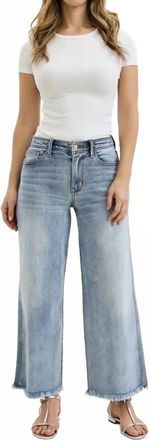 Judy Blue Mid Rise Wide Leg Ankle Jeans In Light Wash