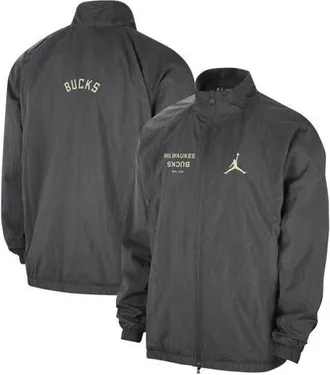Jordan Brand Mens Jordan Brand Gray Milwaukee Bucks Courtside Statement Edition Jumpman Jam Full-Zip Jacket at Nordstrom, Size Xxx-Large