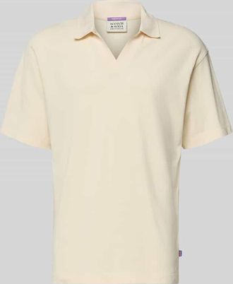 Scotch & Soda Relaxed Fit Poloshirt in Pique-Optik in Offwhite, Gr&ouml;&szlig;e XXL