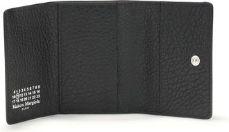 Maison Margiela Womens Leather Wallet With White Stitch Black Calf & Purses