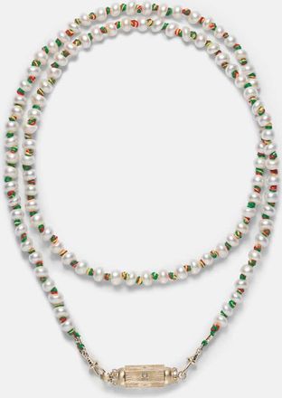 Marie Lichtenberg Baby 14kt gold locket necklace with diamonds and pearls