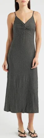 Loveappella Strappy Twist Midi Dress in Black at Nordstrom, Size X-Large