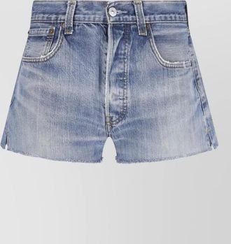Re/Done straight shorts frayed hem belt loops pockets