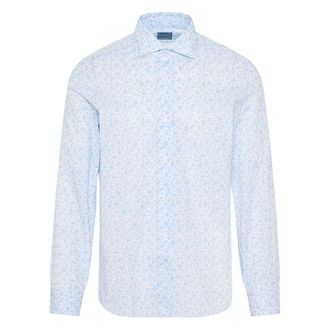 Barba Casual Shirts, male, Blue, 2XL, Floral Cotton Shirt