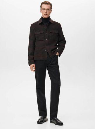 Mango Sovracamicia misto lana quadri marrone - Uomo - XXL - MANGO MAN