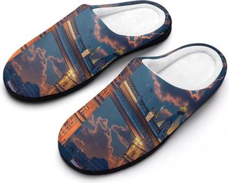 Generic Tower Bridge in London Moon Cotton Slippers for Women Indoor Outdoor Slipper Slip-On Memory Foam Home Shoes