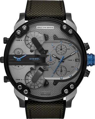 Diesel Accessoires, Heren, Grijs, ONE Size, Nylon, Mr. Daddy 2.0 Horloge