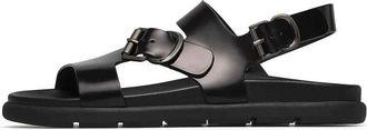 Loriblu Platte sandalen van geborsteld kalfsleer - Dames - Sandalen - Zwart - 37 EU - Leer - Schoenen
