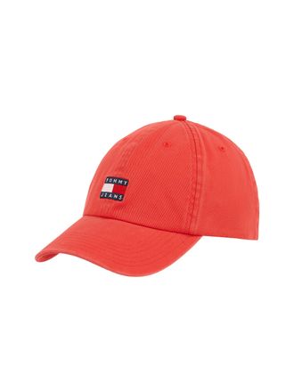 Tommy Jeans Baseball Cap TOMMY JEANS TJM HERITAGE CAP, Damen, rot (rot hot), Web, Baumwolle, unifarben, Caps Baseball Cap, mit grosser Logostickerei