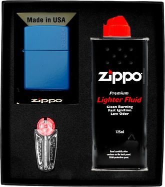 OEM Encendedor Zippo Con Logotipo Azul Cielo, Set De Regalo N.&deg; 1