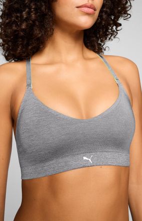 Puma Bustier PUMA PUMA WOMEN 3D KNIT SPORT TRIANGLE TOP, Damen, Gr. XXL, N-Gr, grau melange, Single Jersey, Obermaterial: 65% Polyamid, 24% Polyester, 11% 