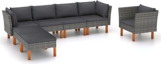 vidaXL Set De Muebles De Jard&iacute;n 7 Pzas Rat&aacute;n Sint&eacute;tico Eucalipto Gris Vidaxl