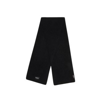Dondup Ribbed Scarf with Logo Tag - male - Dondup - Winter Scarves - Black - ONE SIZE - Accessories