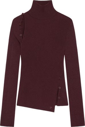 Courrèges Maglione a coste con collo alto - Rosso