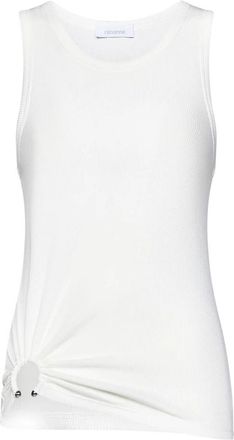 Paco Rabanne Witte Ribgebreide Tanktop met Metalen Piercing - Dames - Tops zonder mouwen - Wit - S - Katoen - Tops