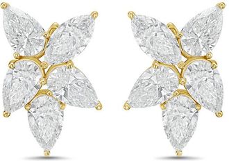 Diana M. Jewels 14KW YG 12.00 Ct TW of Lab grown pear and marquise shape diamonds cluster earrings