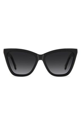 Carolina Herrera 59mm Gradient Cat Eye Sunglasses in Black White/Dark Grey at Nordstrom