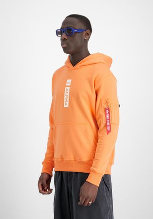 Alpha Industries Hoodie ALPHA INDUSTRIES Alpha Puff Print Hoodie, Herren, Gr. M, orange (tangerine), Obermaterial: 80% Baumwolle, 20% Polyester, regular fit, Sweatshir