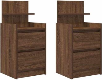vidaXL Vidaxl - Bedside Cabinets with 2 Drawers 2 pcs Brown Oak 38x34x80 cm