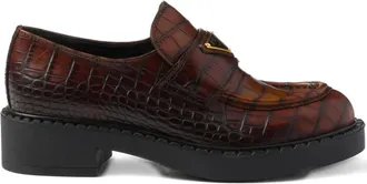 Prada Mocassini con stampa coccodrillo - Marrone
