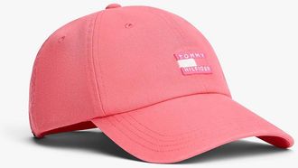 Tommy Hilfiger Womens Tonal Flag Logo Canvas Baseball Cap - Garden Rose