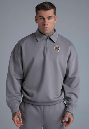Siksilk Mens Grey Polo Zip Sweater XL