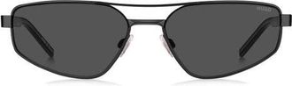 HUGO BOSS 58mm Rectangular Geometric Sunglasses in Matte Black/Grey at Nordstrom