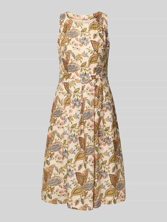 White Label Midikleid aus Leinen im Allover-Look in Sand, Gr&ouml;&szlig;e 36