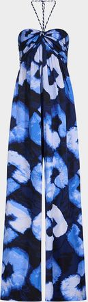 Diane Von Fürstenberg Aphrodite Wide-Leg Silk Halter Jumpsuit