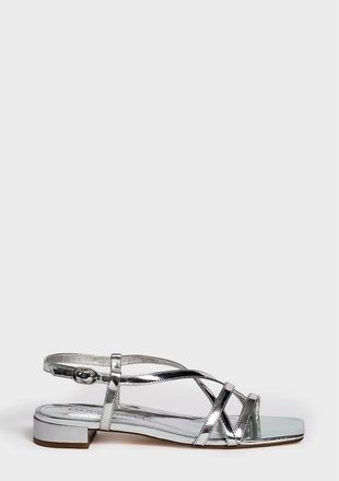 Marion Parke Sabine Flat | Mirrored Leather in Silver at Nordstrom, Size 36.5