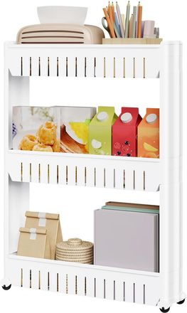 Woltu Woltu Carrellino Per Cucina Bagno Salvaspazio Scaffale A 3 Ripiani Con 4 Rotelle