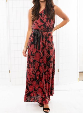 En Crème Love Affair One Shoulder Midi Dress In Floral Red