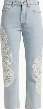 Frame Denim Womens Crochet Vertical Drop Jeans In Blue