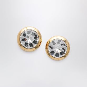 Alessandra Rich Round gold-tone clip-on earrings with crystal
