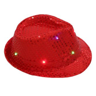 Generic Light Sequin Led Unisex Party Dress Hat Up Fancy Dance Colorful Flashing Caps Frat Boy Costume (Red, One Size)