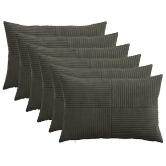 vidaXL Funda De Almohada 6 Pcs Almelo Gris Antracita 30 X 50 Cm Pana Vidaxl