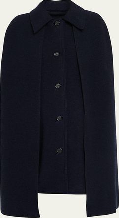 Toteme Single-Breasted Wool Boucle Cape Coat
